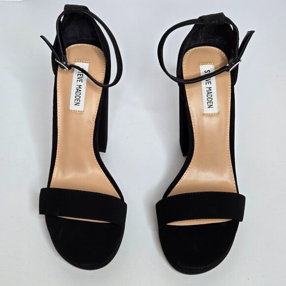 Steve Madden Entourage Black Ankle Strap Dress Block Heel Sandal Shoes Sz 9.5 - Picture 4 of 12